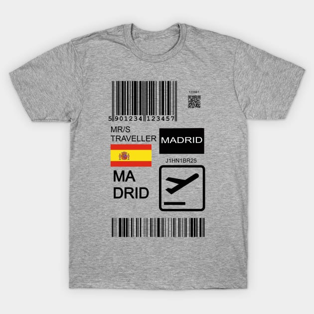 Madrid Spain travel ticket T-Shirt by Travellers